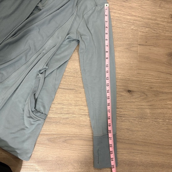 Athleta Pranayama Open Front Restore Wrap Cardigan - Size L - Blue Green - Picture 6 of 10